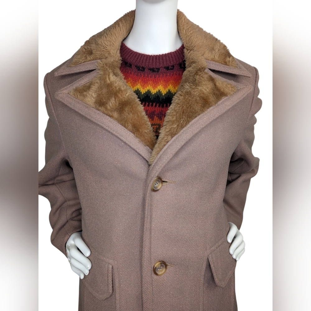 Vintage MacMor Canada Wool Coat With Faux Shearling Trim | Unisex | Medium - Picture 2 of 13